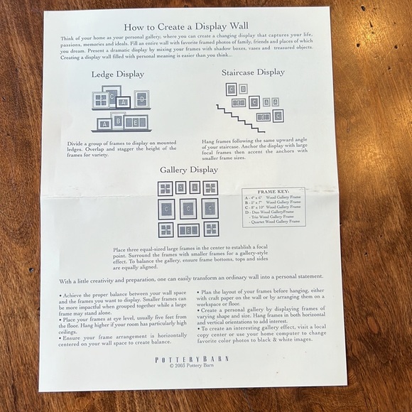 Pottery Barn Black Wood Gallery Frame 11 X 13
White Matted Wall Table Display - Picture 5 of 5